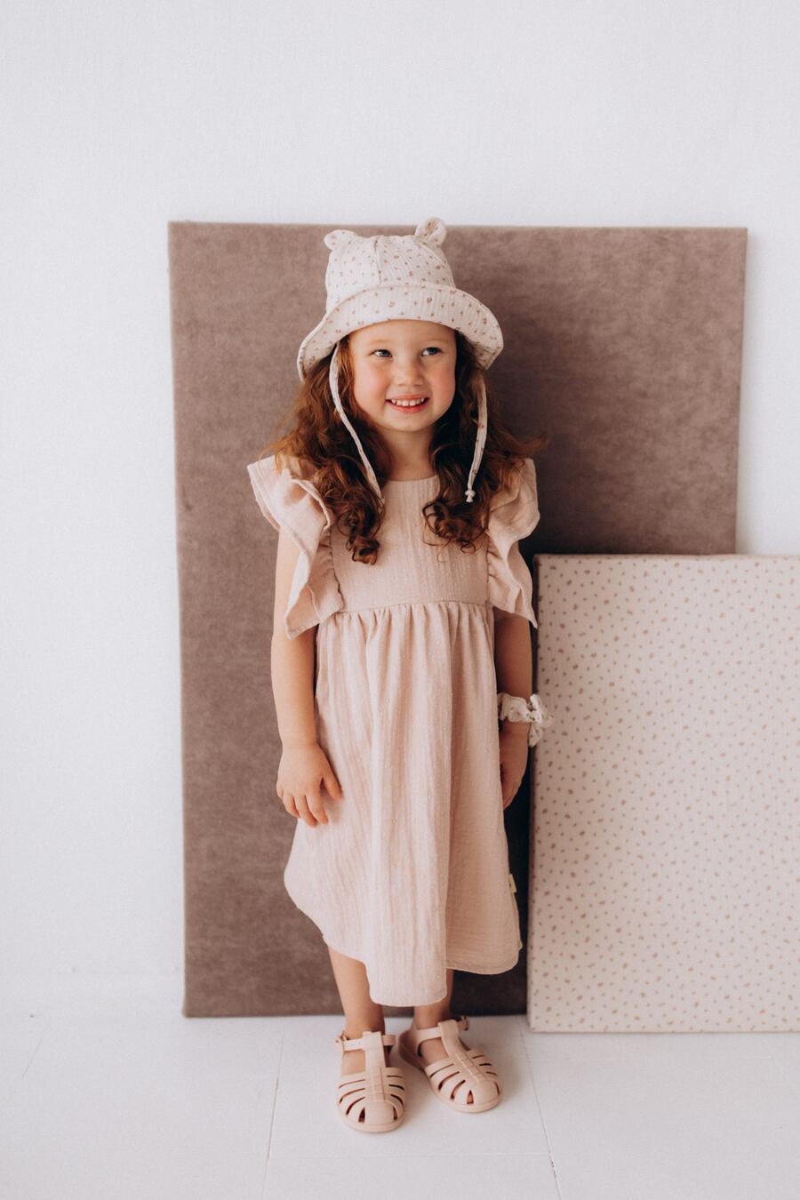 Abitino in Mussola di Cotone Organico con Ruffles – Light Old Pink