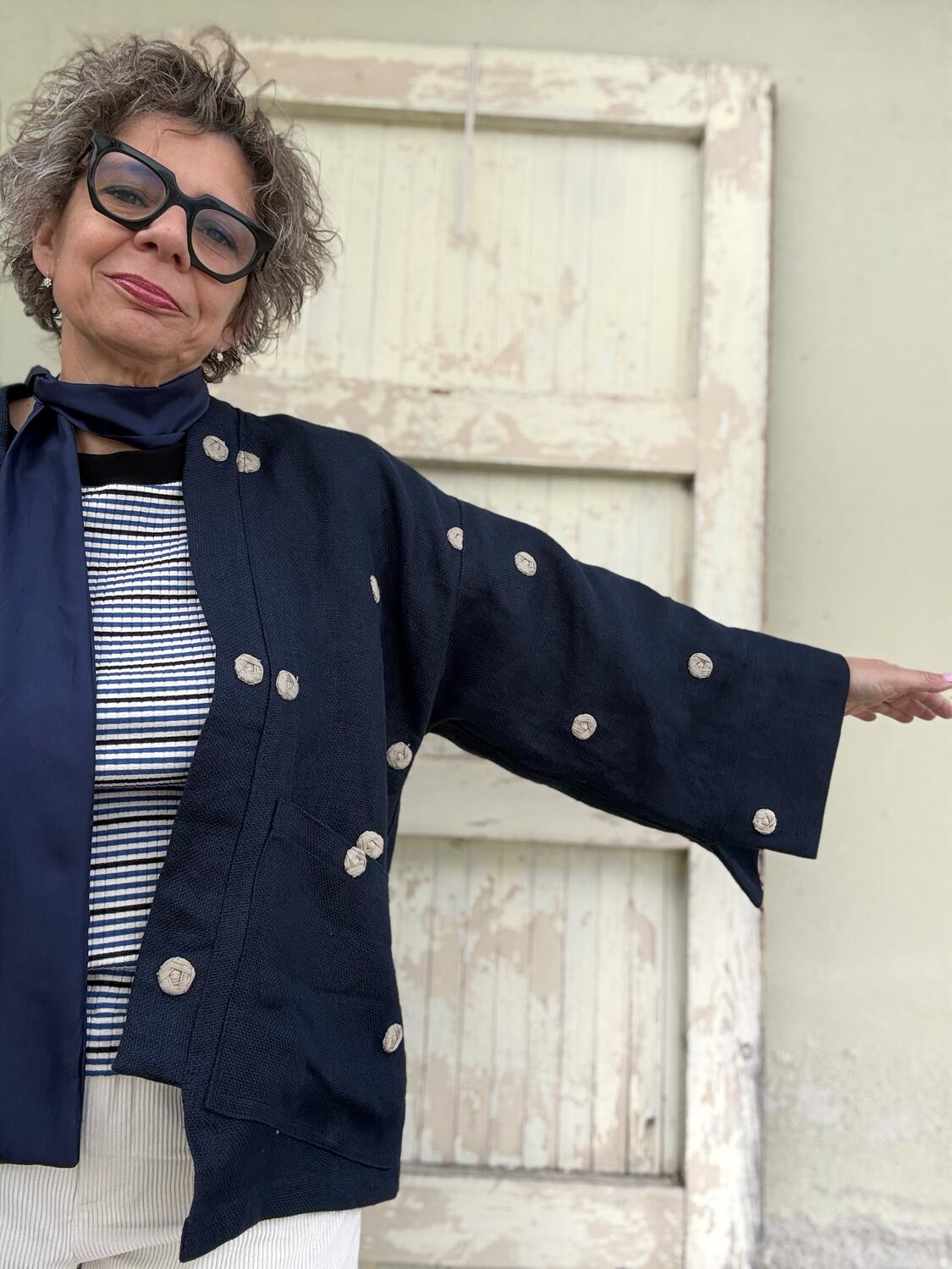 Kimono corto blu scuro