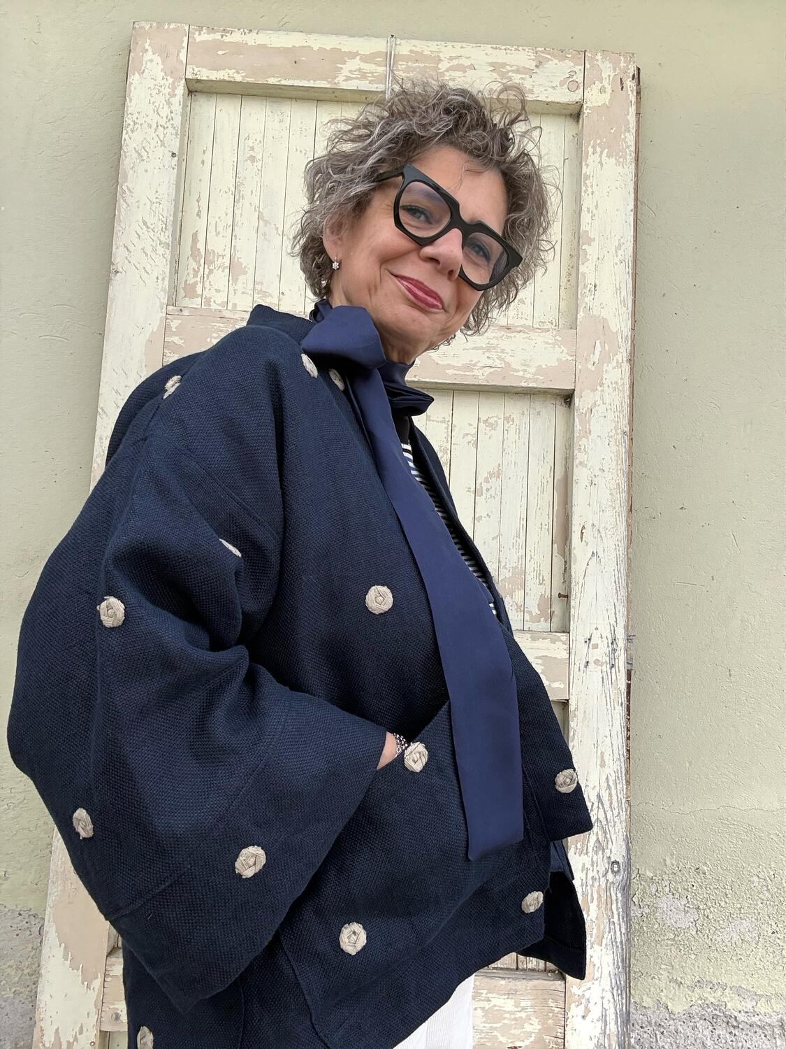 Kimono corto blu scuro