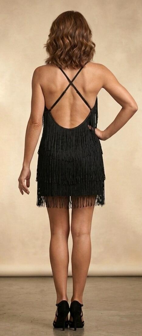 CHARLESTON CORTO CON FRANGE SCHIENA SCOLLATA 40002