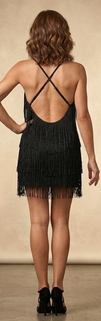 CHARLESTON SHORT DRESS WITH STRIPS IN THE MIDDLE 40002 