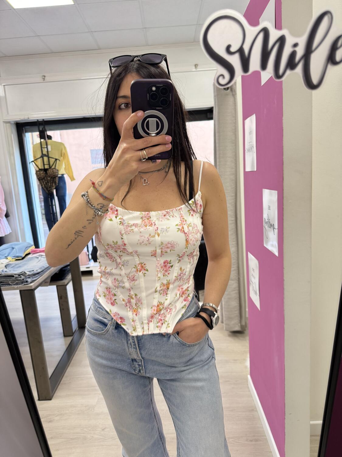 NOVITÀ Top effetto corsetto a fiorellini