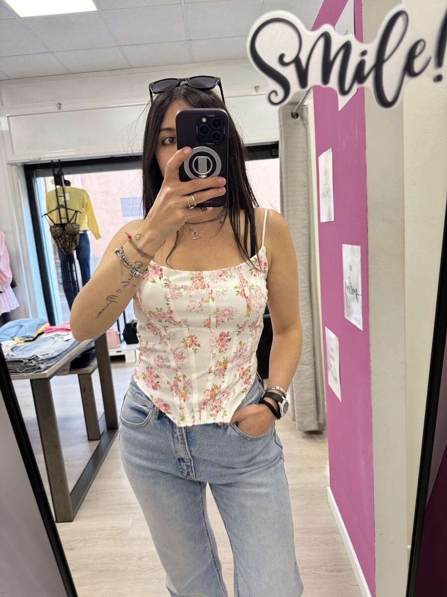 NOVITÀ Top effetto corsetto a fiorellini