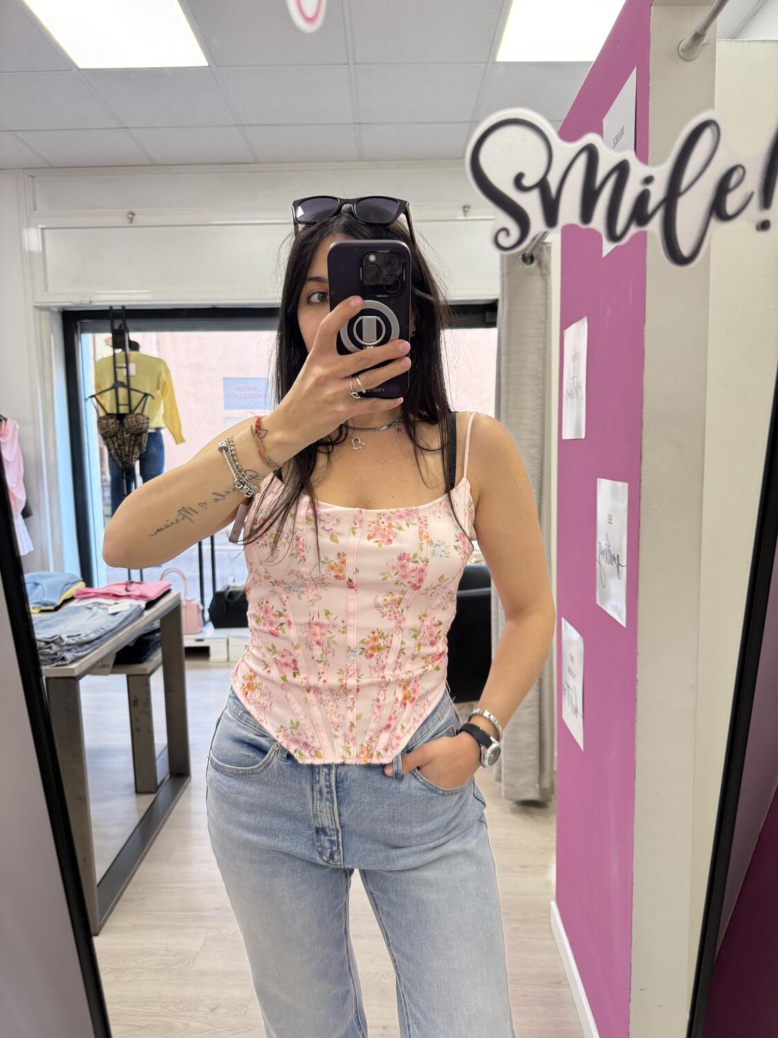 NOVITÀ Top effetto corsetto a fiorellini