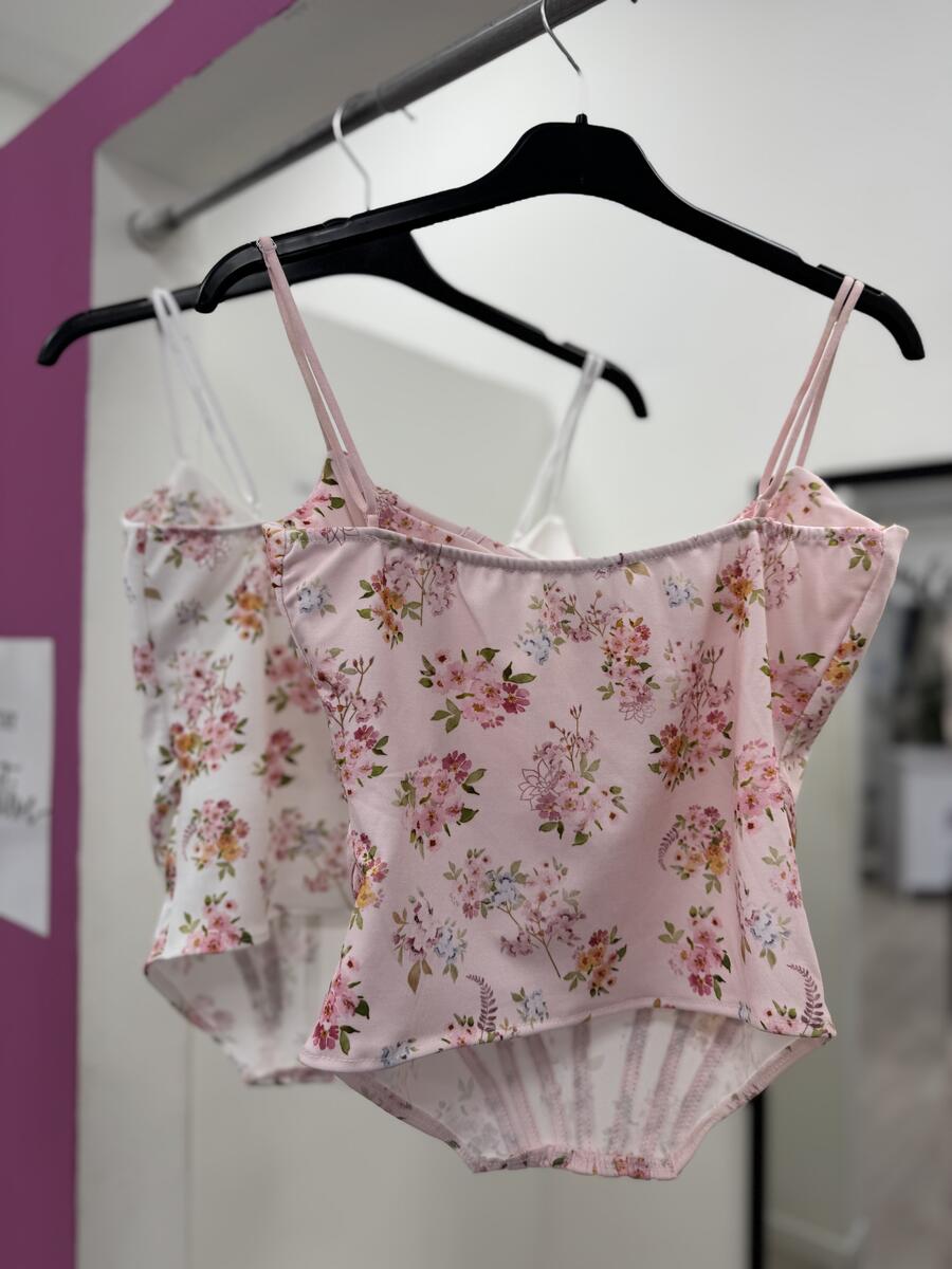 NOVITÀ Top effetto corsetto a fiorellini