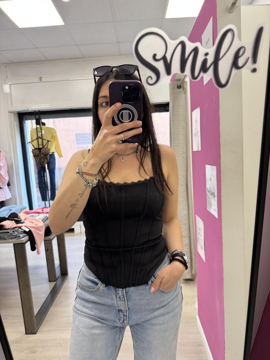 NOVITÀ Top effetto corsetto profilo in pizzo