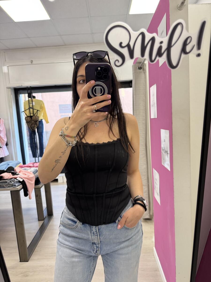 NOVITÀ Top effetto corsetto profilo in pizzo