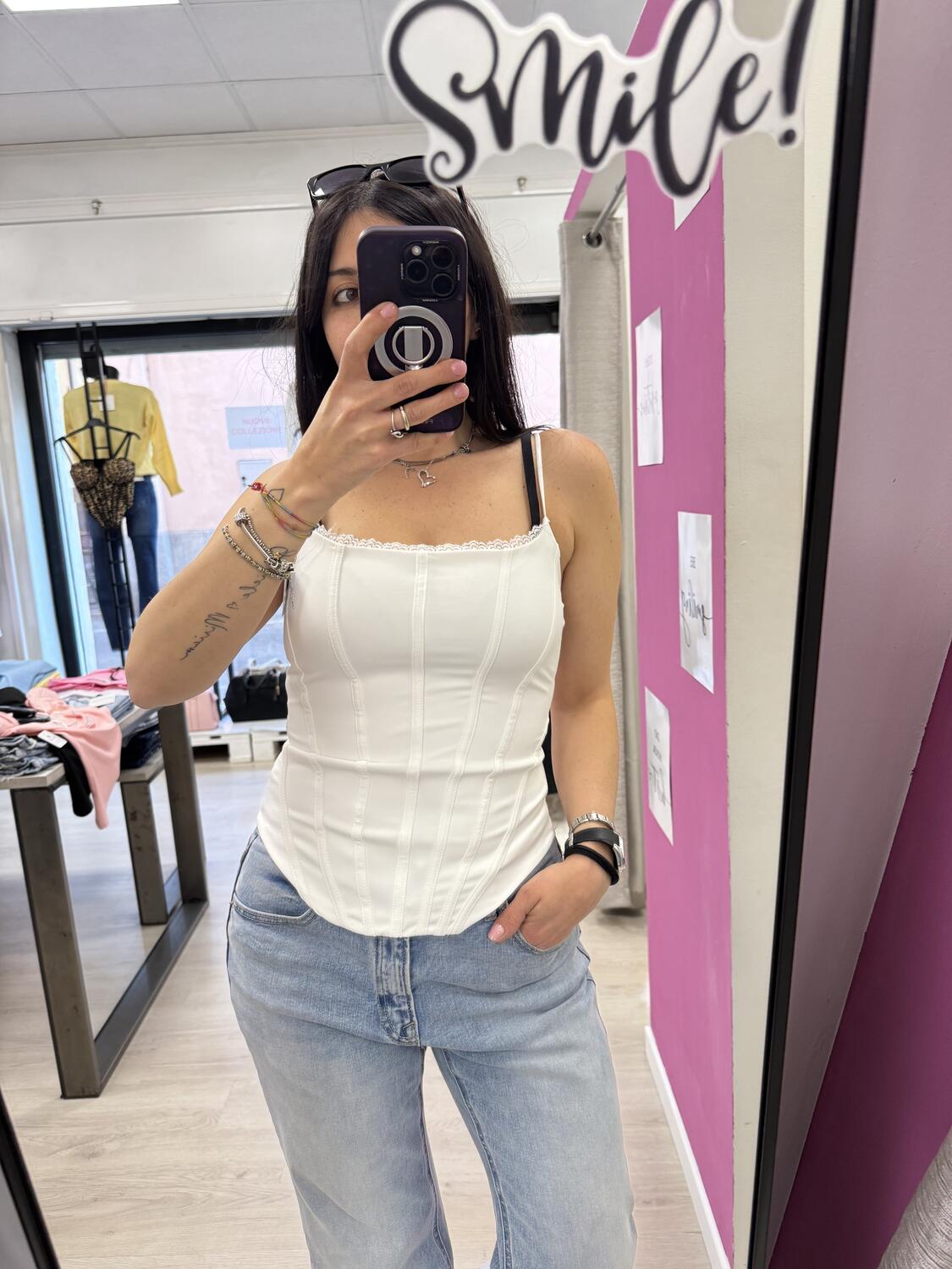 NOVITÀ Top effetto corsetto profilo in pizzo