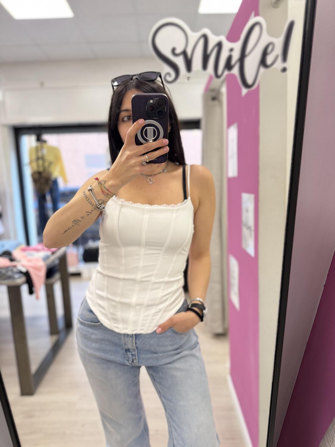 NOVITÀ Top effetto corsetto profilo in pizzo