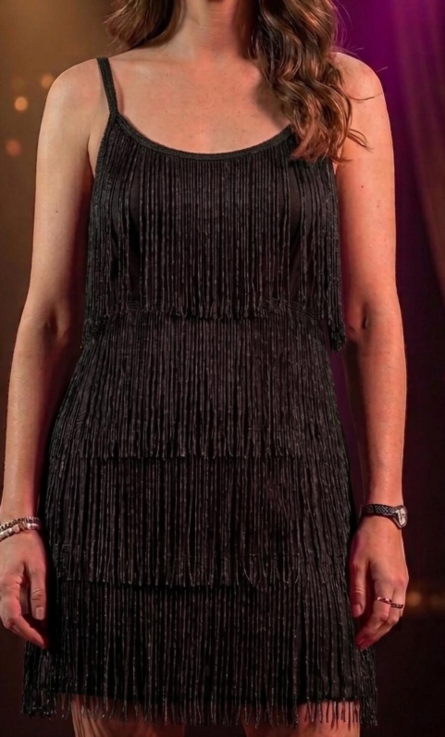 CHARLESTON ABITO A FRANGE BASIC CON SPALLINE FINI E SCHIENA COPERTA 40001