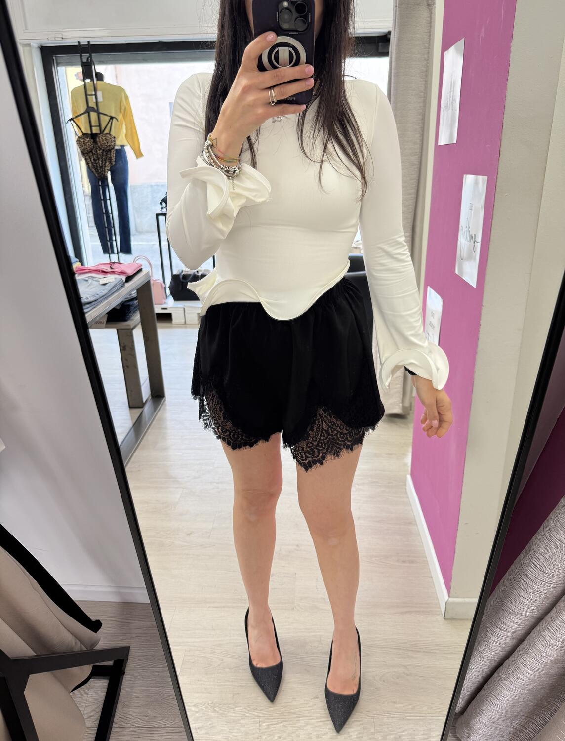 NOVITÀ Shorts nero con pizzo