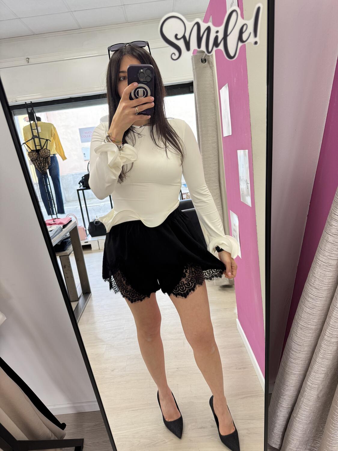 NOVITÀ Shorts nero con pizzo