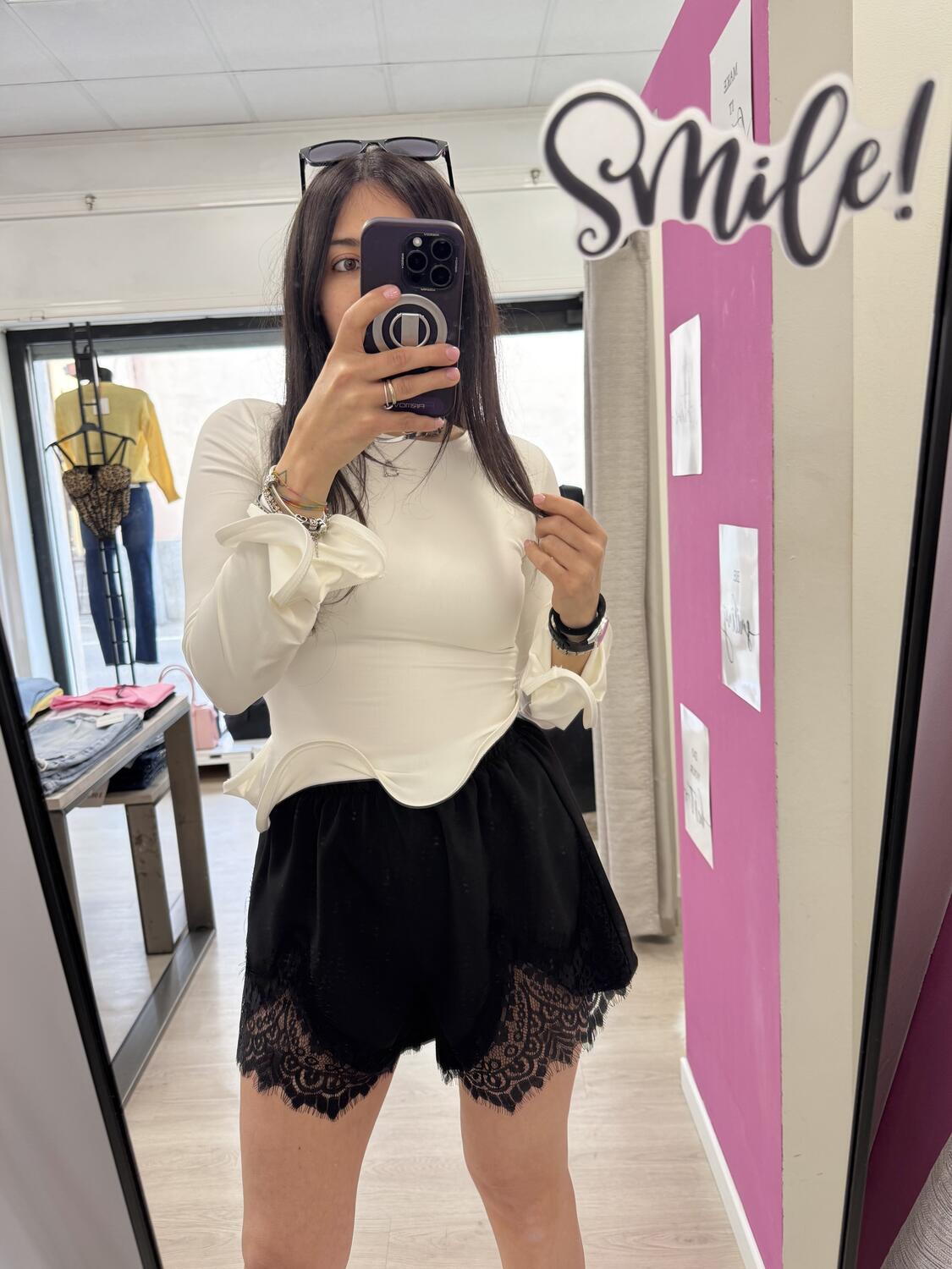 NOVITÀ Shorts nero con pizzo