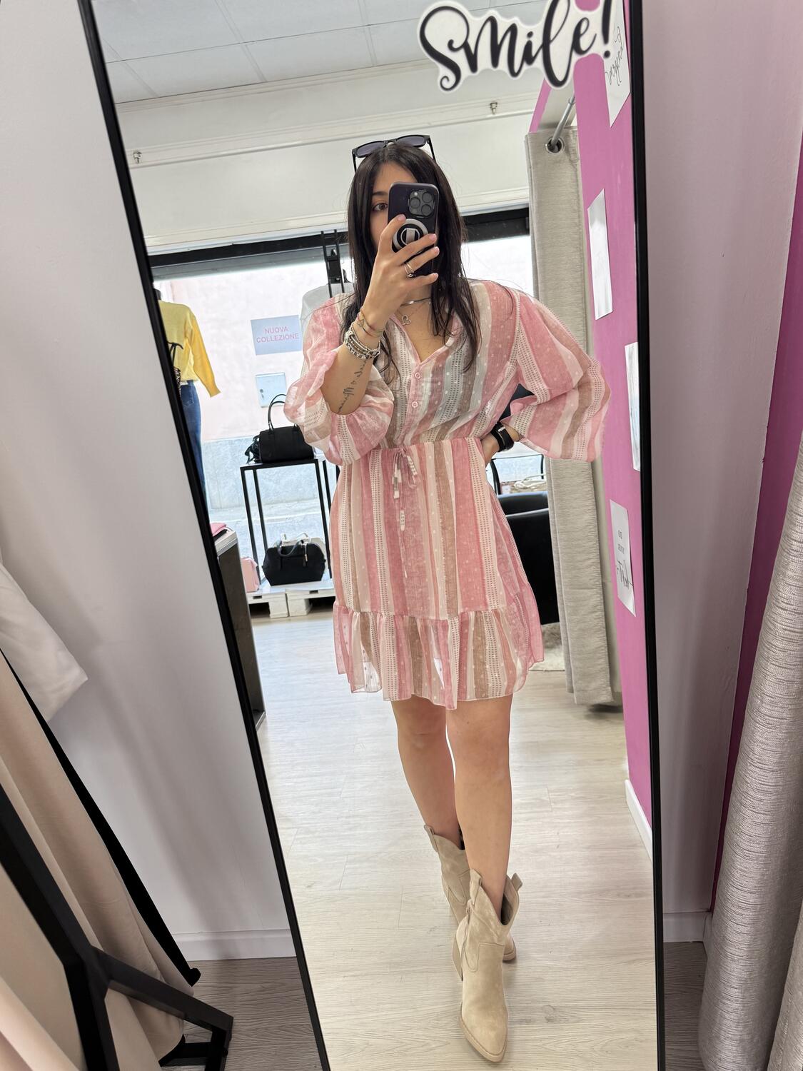 NOVITÀ Abito fantasia manica a 3/4 a palloncino