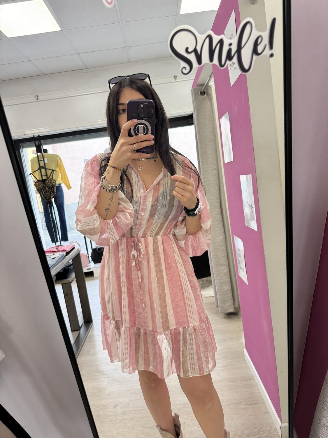 NOVITÀ Abito fantasia manica a 3/4 a palloncino