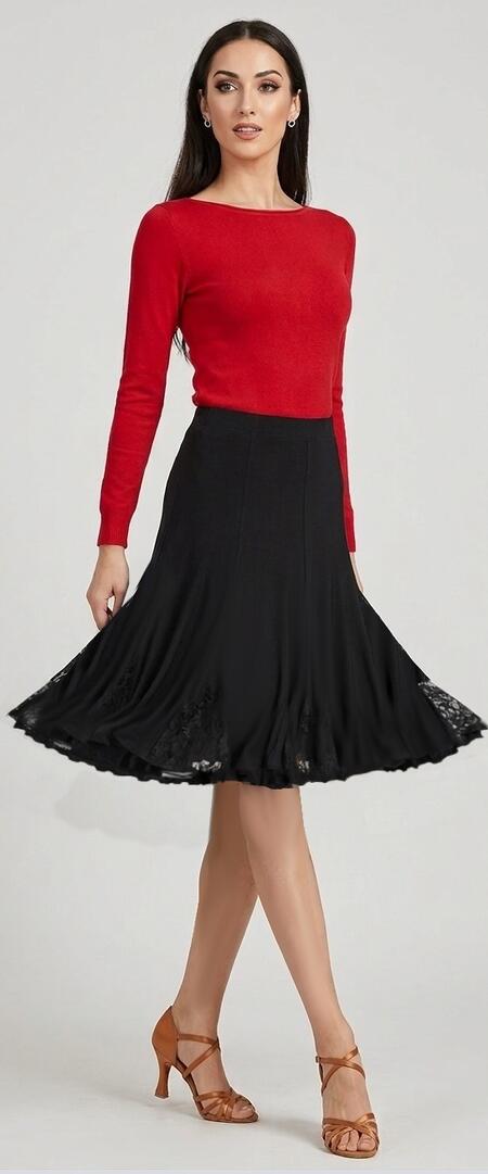 GONNA MEDIANA IN TACTEL CON INSERTI IN PIZZO LUNGHEZZA AL GINOCCHIO 2-0024