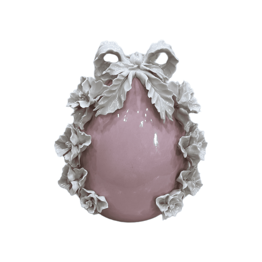 Uovo di Pasqua Cipria in Porcellana Dollhouse: Decorazione Artigianale 20cm