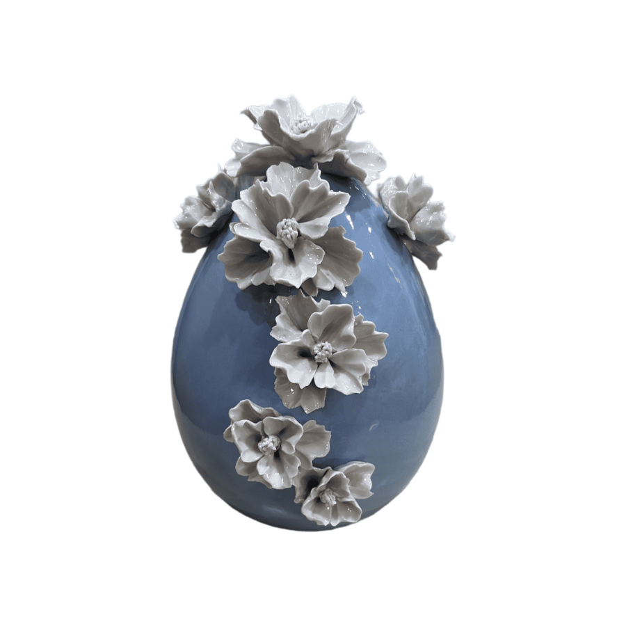 Uovo Decorativo Dollhouse Acqua Marina: Porcellana Artigianale 20cm