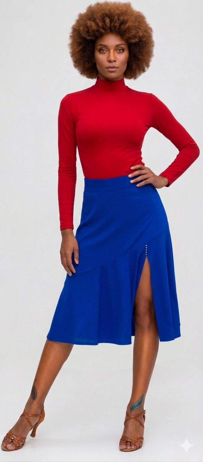 2-0055 Gonna a semiruota con spacco laterale taglia comoda L/XL 