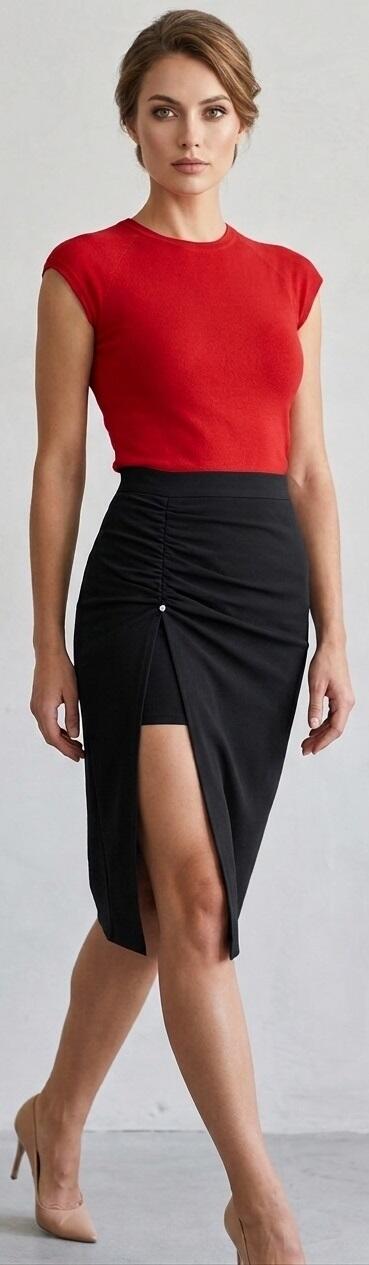 2-004802 ARGENTINE TANGO PENCIL SKIRT WITH SIDE SPLIT WITH DRAWSTRING