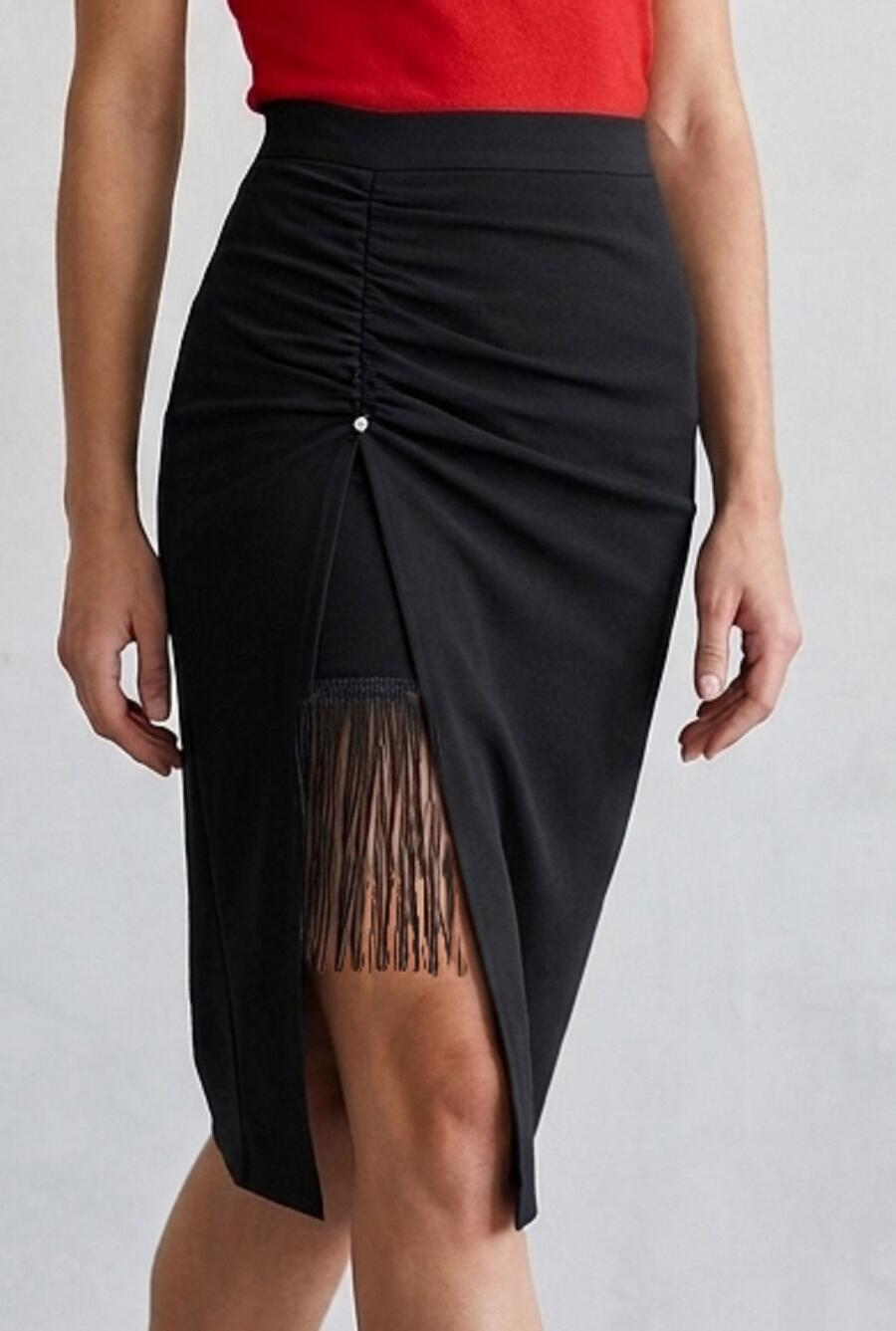 2-0048 ARGENTINE TANGO PENCIL SKIRT WITH SIDE SPLIT WITH DRAWSTRING AND FRINGES