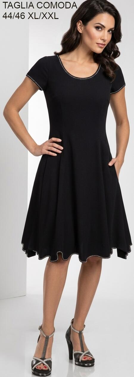 4-0145 Abito da ballo svasato in maglina tecnica leggera con spalline versione XXL taglie comode