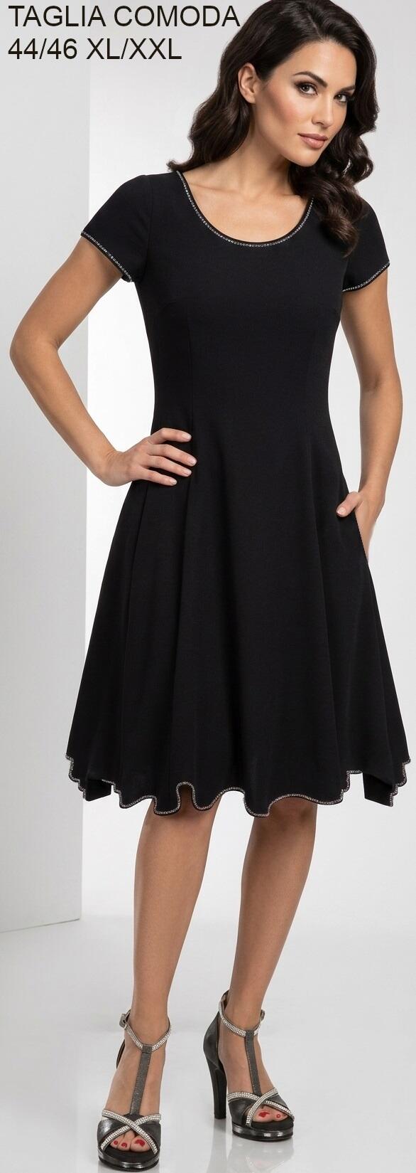 4-0145 Flared ball gown in light technical jersey with shoulder straps XXL version plus sizes