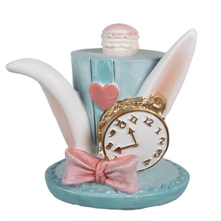 Clayre & Eef - Statuetta Cappello 9 cm Blu Poliresina Coniglio