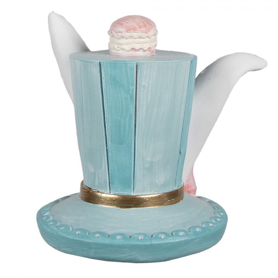 Clayre & Eef - Statuetta Cappello 9 cm Blu Poliresina Coniglio