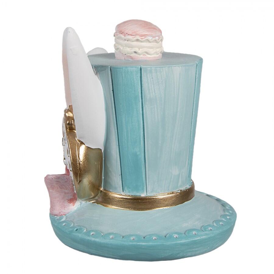 Clayre & Eef - Statuetta Cappello 9 cm Blu Poliresina Coniglio