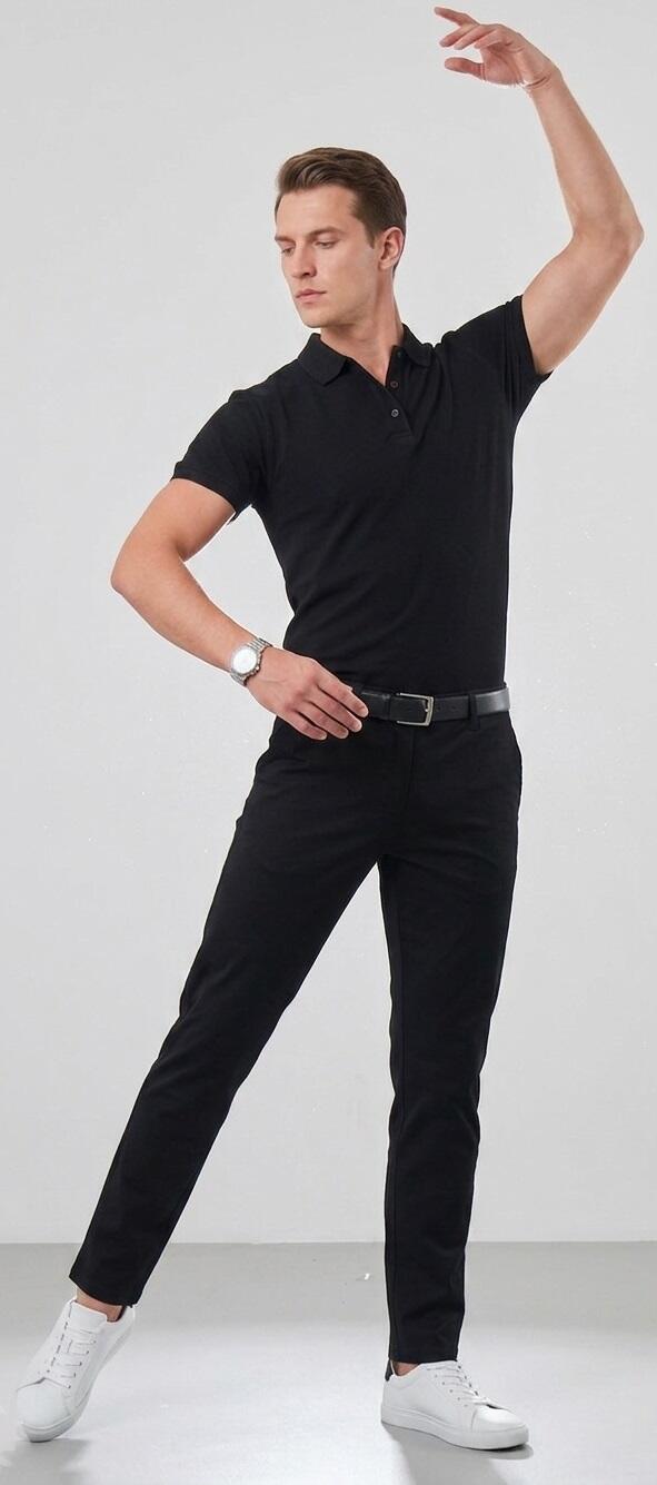 Maglia POLO in tessuto tecnico da ballo colletto polo Tec-fit elastica a maniche corte VARI COLORI 12-0008