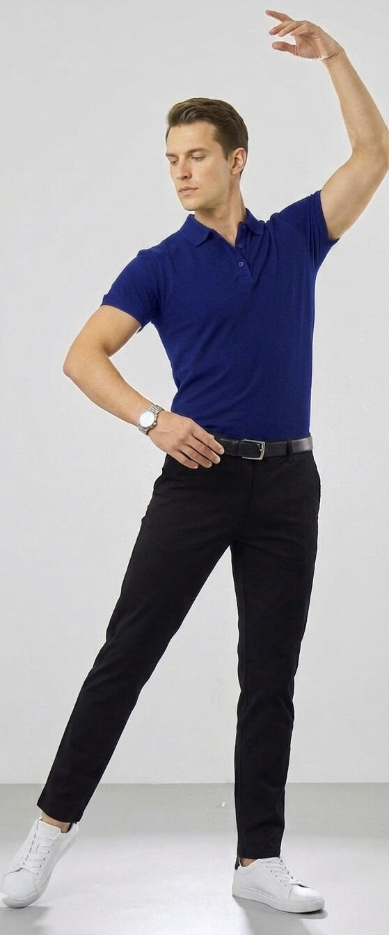 Maglia POLO in tessuto tecnico da ballo colletto polo Tec-fit elastica a maniche corte VARI COLORI 12-0008