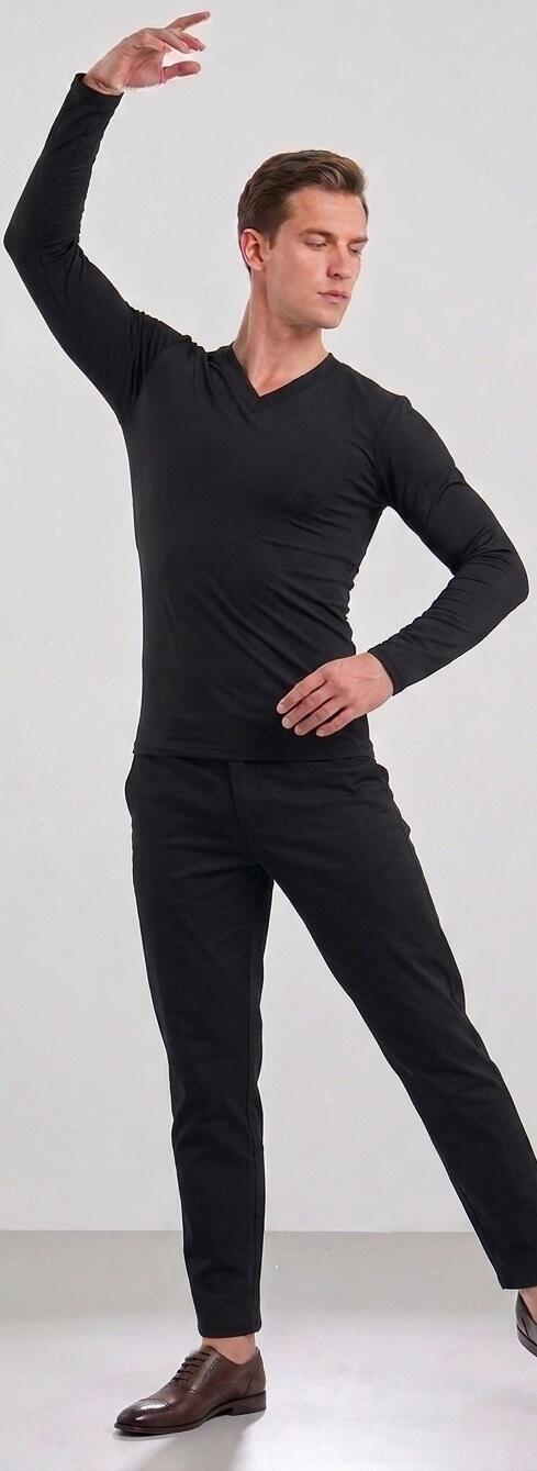 12-0006 V-NECK SWEATER IN LONG-SLEEVED ELASTIC TECHNICAL FABRIC