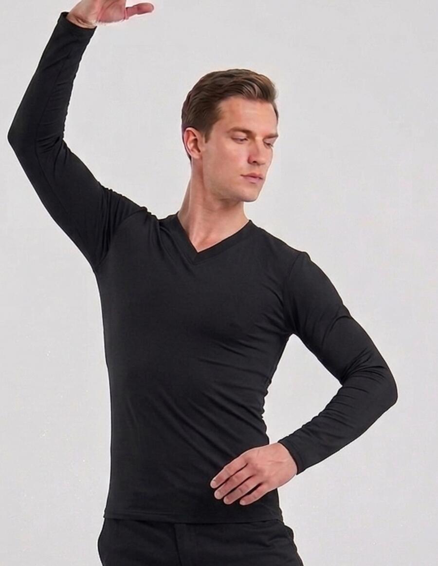 12-0006 V-NECK SWEATER IN LONG-SLEEVED ELASTIC TECHNICAL FABRIC