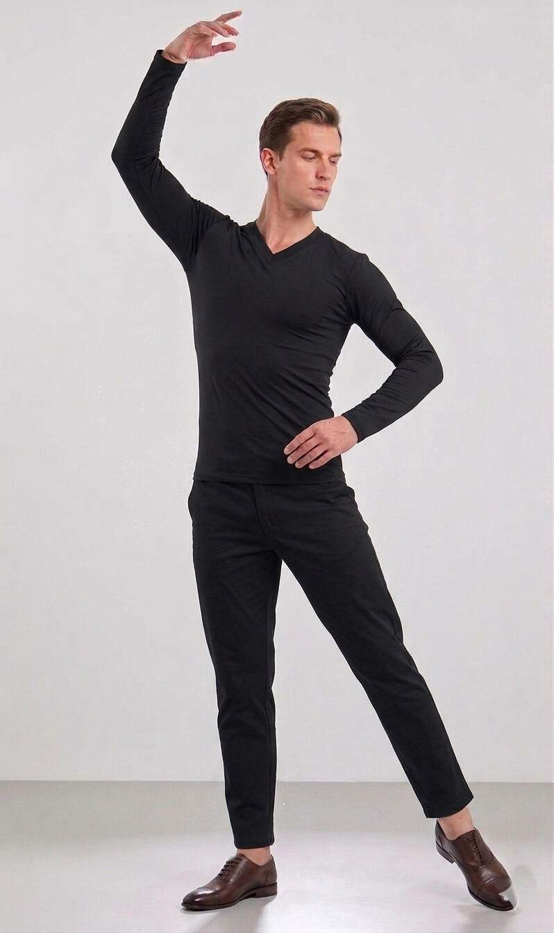 12-0006 V-NECK SWEATER IN LONG-SLEEVED ELASTIC TECHNICAL FABRIC