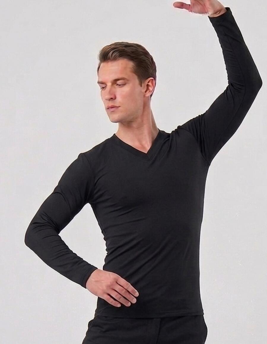 12-0006 V-NECK SWEATER IN LONG-SLEEVED ELASTIC TECHNICAL FABRIC