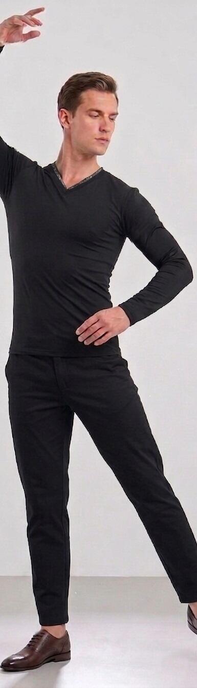 MAGLIA CON SCOLLO A V IN TESSUTO ELASTICO A MANICHE LUNGHE PROFILO COLLO ARGENTO 12-0004