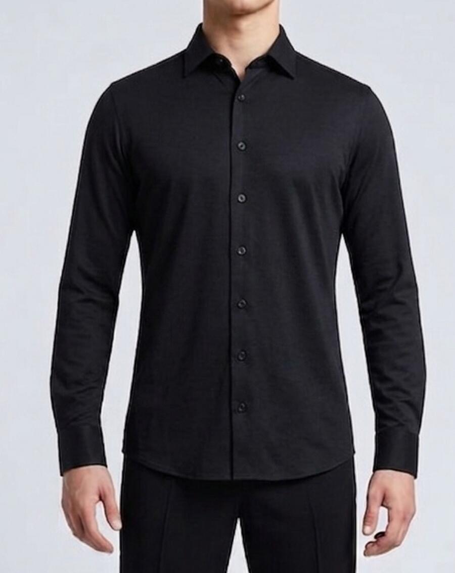 Black elastic viscose dance shirt 9-0012