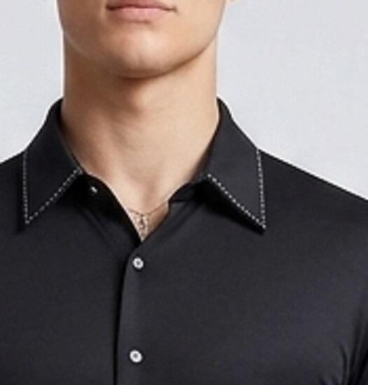 Slim fit dance shirt with silver stitching in stretch technical fabric 9-0013A