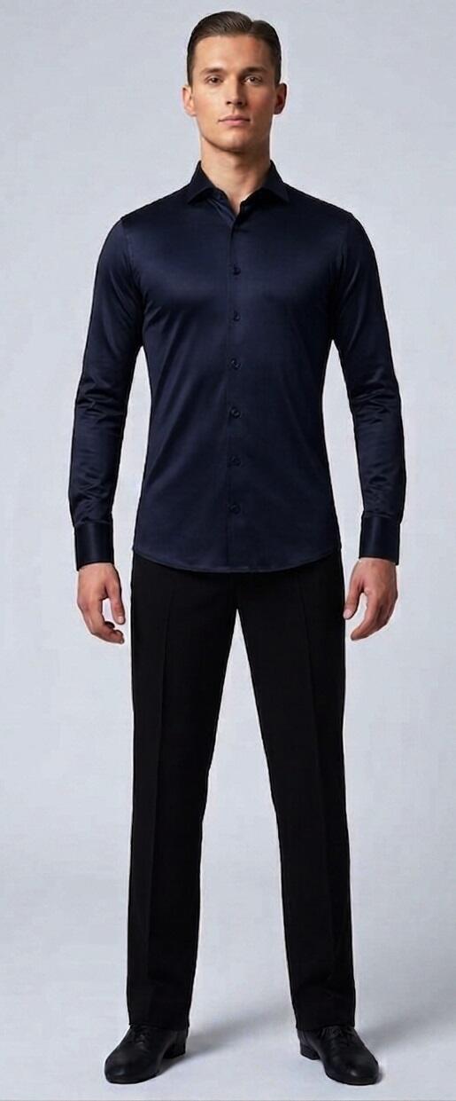 SLIM BLUE NAVY DANCE SHIRT IN STRETCH TECHNICAL FABRIC 9-0010