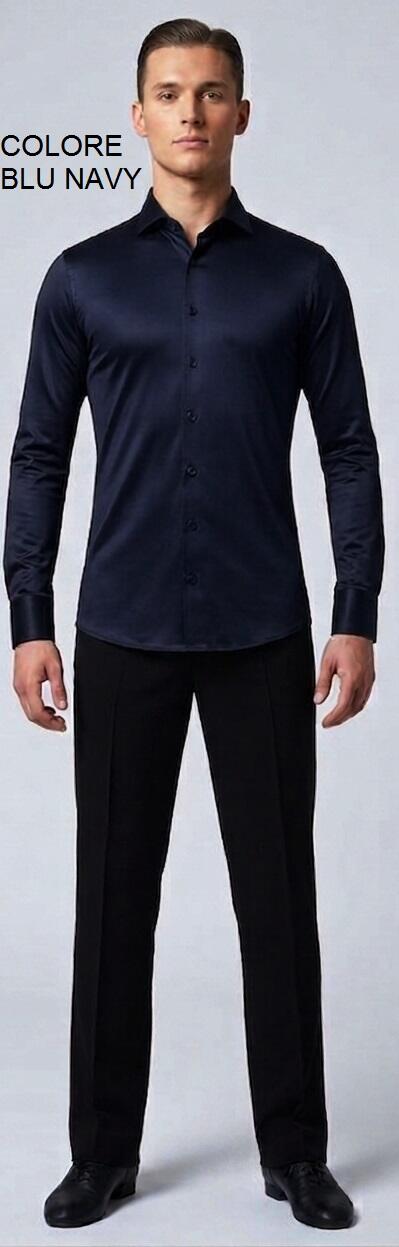 Camicia da ballo blu navy in tessuto tecnico stretch 9-0010