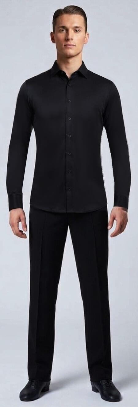 CAMICIA DA BALLO NERA IN TESSUTO TECNICO SEMI-STRETCH 9-0001