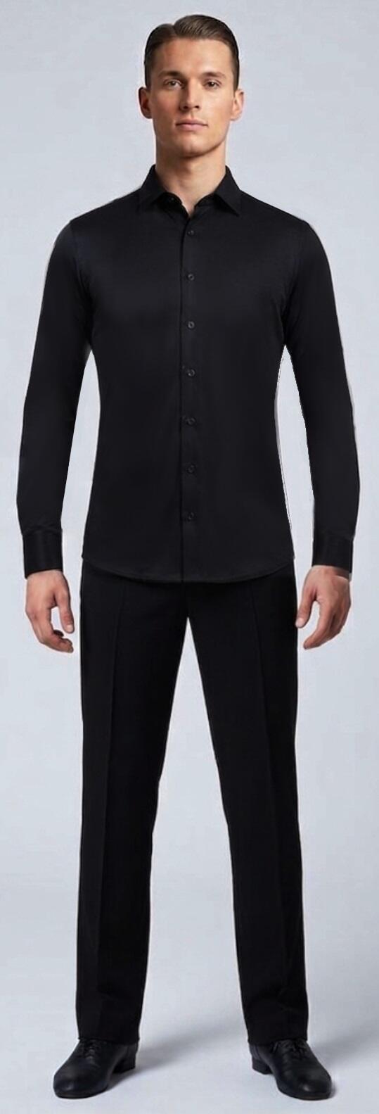 CAMICIA DA BALLO NERA IN TESSUTO TECNICO SEMI-STRETCH 9-0001