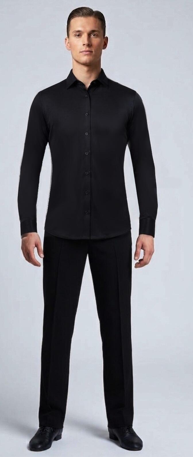 CAMICIA DA BALLO NERA IN TESSUTO TECNICO SEMI-STRETCH 9-0001