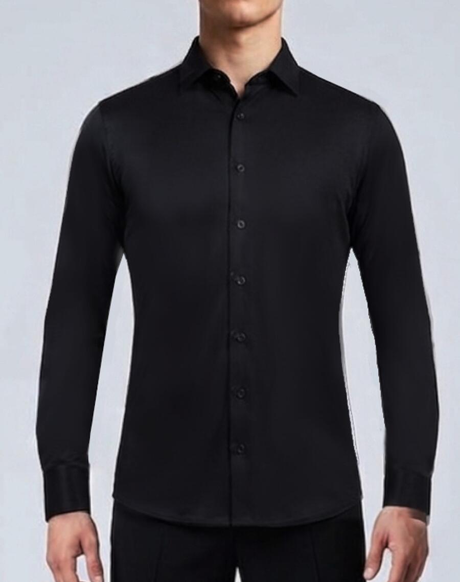 CAMICIA DA BALLO NERA IN TESSUTO TECNICO SEMI-STRETCH 9-0001