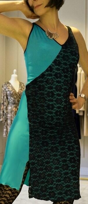 DRESS AND TANGO DANCE MINT GREEN WITH BLACK LACE 4-0033