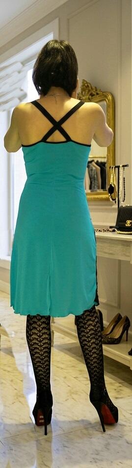 DRESS AND TANGO DANCE MINT GREEN WITH BLACK LACE 4-0033
