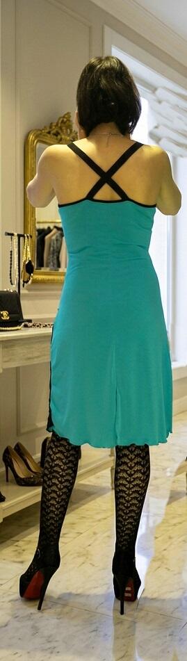 GREEN TANGO AND DANCE DRESS WITH LACE FRINGES AND FRINGES 4-0033 F