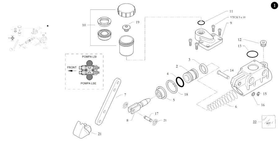 KIT REVISIONE POMPA FRENO 22SR ORIGINALE FREELINE