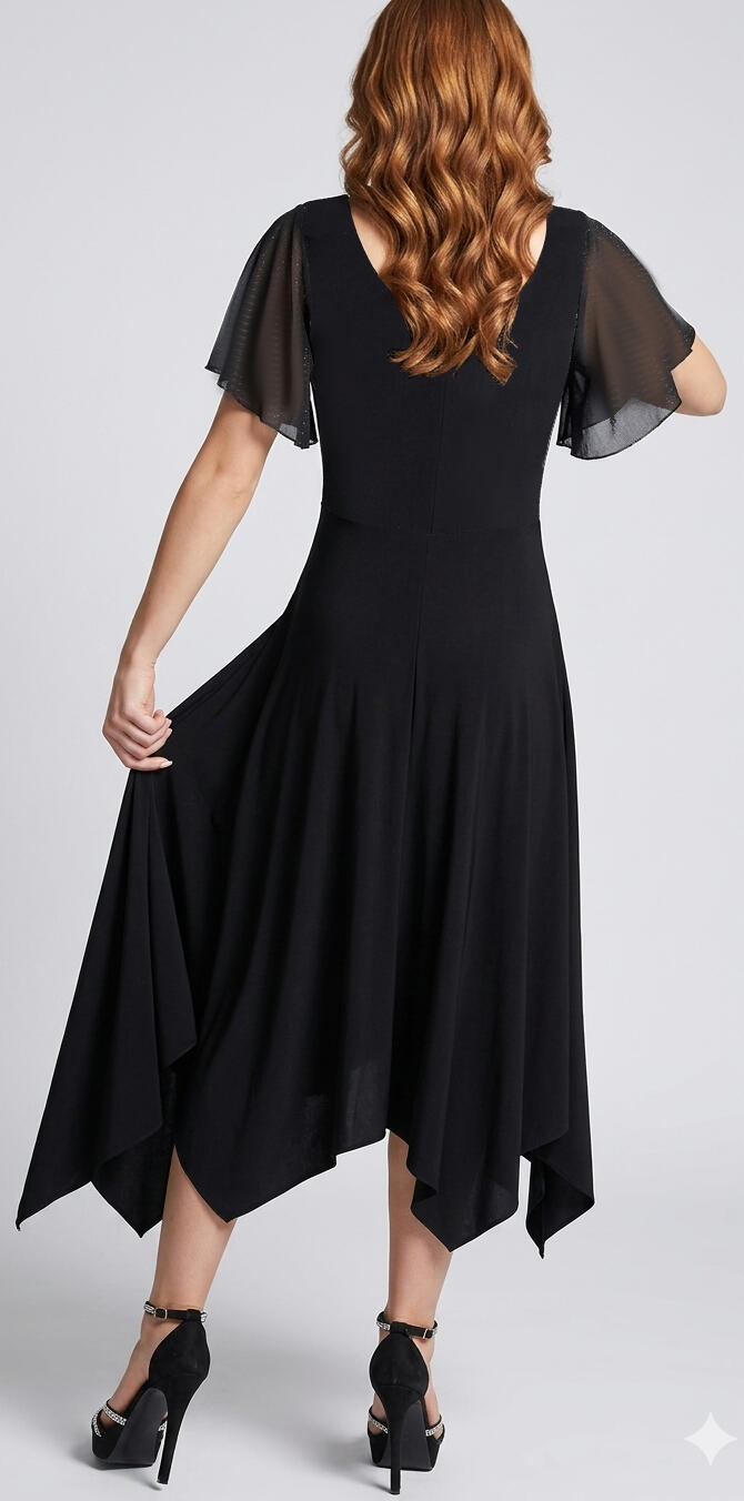 4-0138 DANCE DRESS SEVEN OTTAVI IN SQUARE CUT WITH TULLE SLEEVES